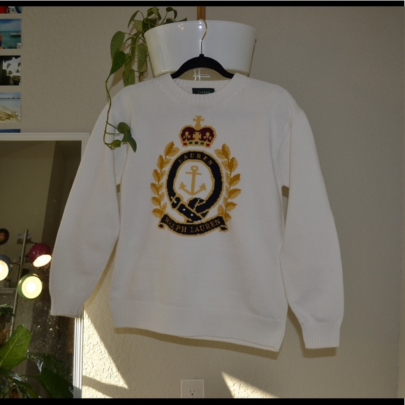 Vintage 90s Ralph Lauren crest knit sweater - Picture 2 of 3
